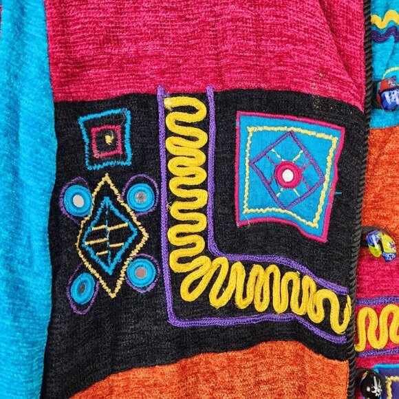 Allure Jacket Sz M women Colorful Patchwork Art to Wear Embroidered - Picture 2 of 14